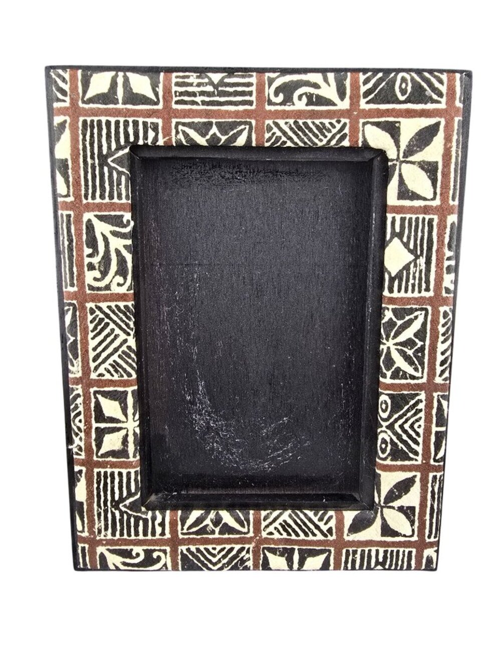 4 x 6 Wooden Picture Frame With Geometric Tribal Easel Back Vacation Travel